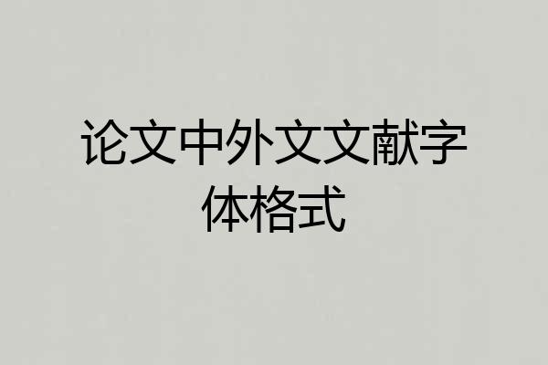 论文中外文文献字体格式