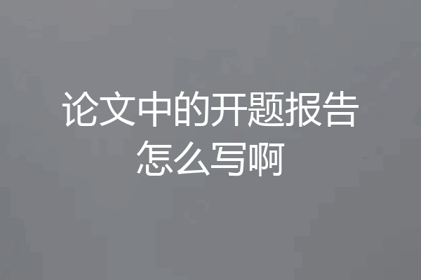 论文中的开题报告怎么写啊