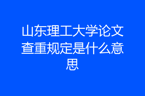 山东理工大学论文查重规定是什么意思