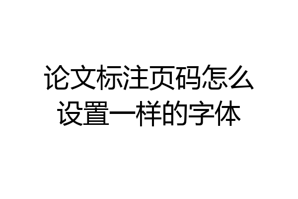 论文标注页码怎么设置一样的字体