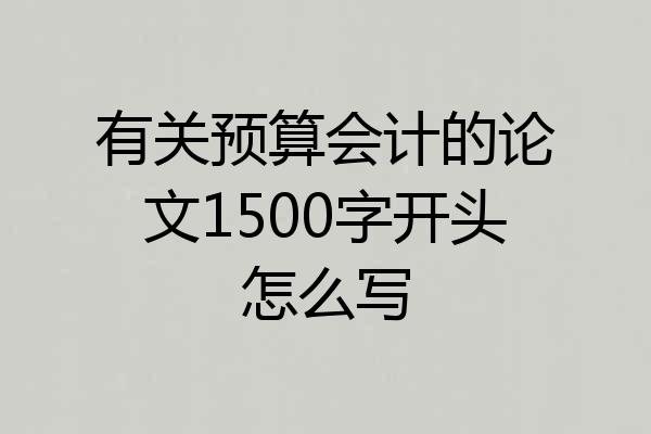 有关预算会计的论文1500字开头怎么写