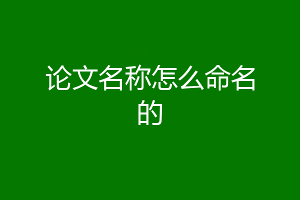 论文名称怎么命名的