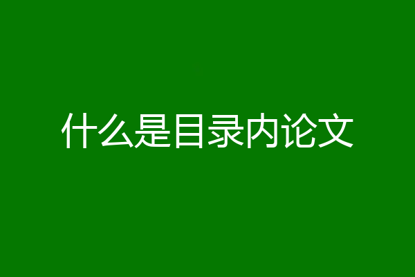 什么是目录内论文