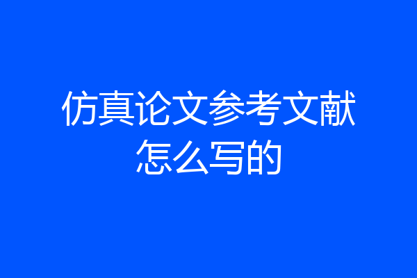 仿真论文参考文献怎么写的