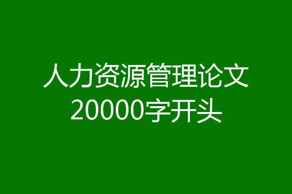 人力资源管理论文20000字开头