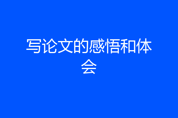 写论文的感悟和体会