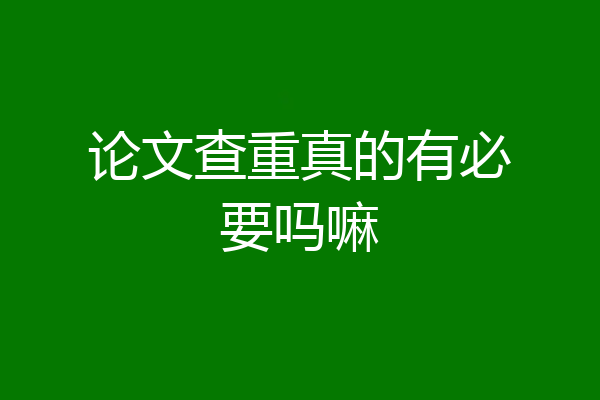 论文查重真的有必要吗嘛