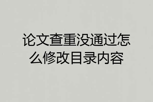 论文查重没通过怎么修改目录内容