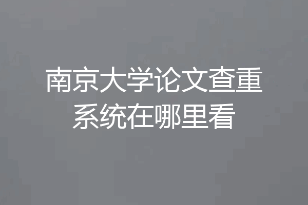 南京大学论文查重系统在哪里看