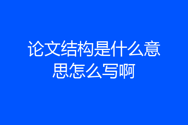 论文结构是什么意思怎么写啊