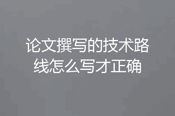 论文撰写的技术路线怎么写才正确