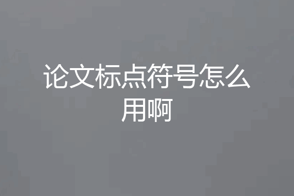 论文标点符号怎么用啊