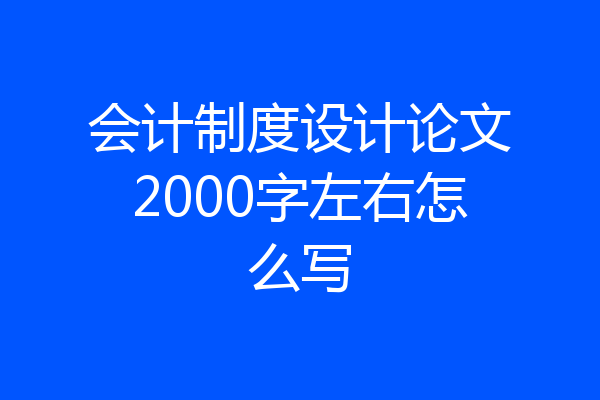 会计制度设计论文2000字左右怎么写