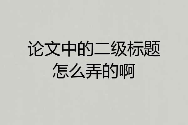 论文中的二级标题怎么弄的啊