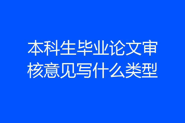 本科生毕业论文审核意见写什么类型