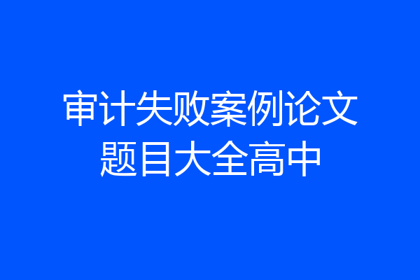 审计失败案例论文题目大全高中