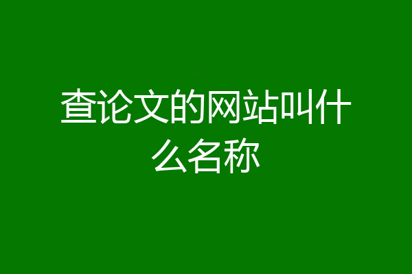 查论文的网站叫什么名称