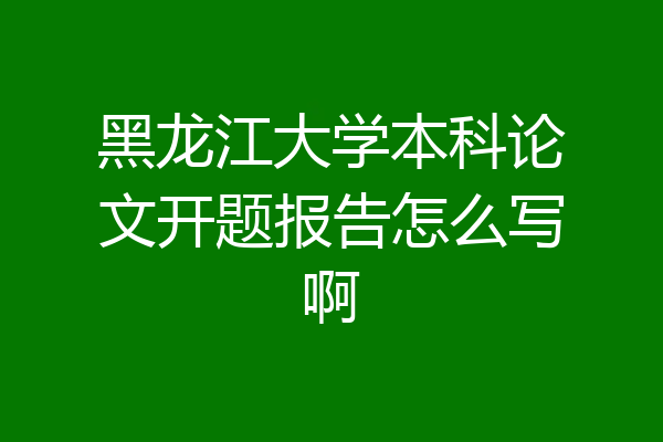 黑龙江大学本科论文开题报告怎么写啊