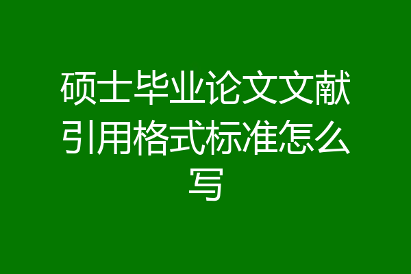 硕士毕业论文文献引用格式标准怎么写