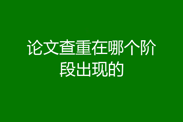 论文查重在哪个阶段出现的