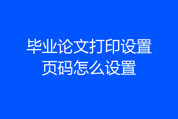 毕业论文打印设置页码怎么设置