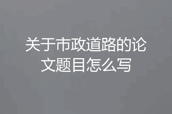 关于市政道路的论文题目怎么写