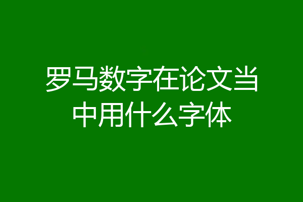 罗马数字在论文当中用什么字体