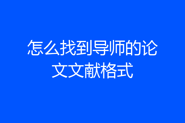 怎么找到导师的论文文献格式