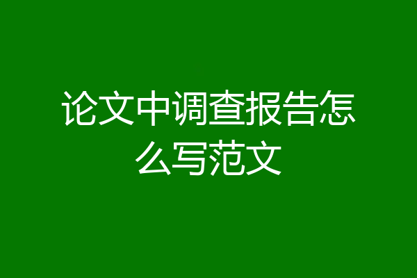 论文中调查报告怎么写范文