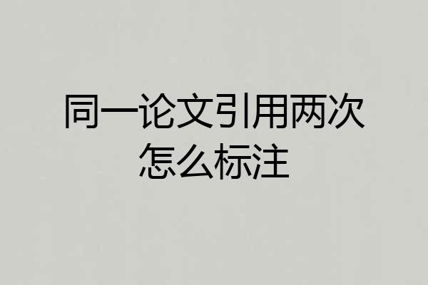 同一论文引用两次怎么标注