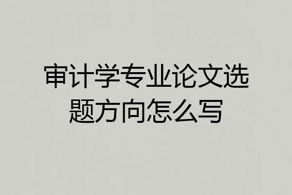 审计学专业论文选题方向怎么写
