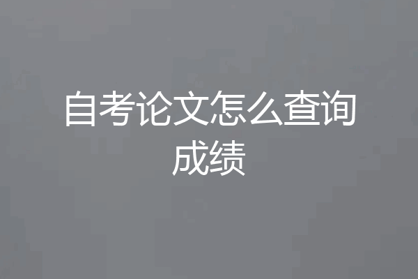 自考论文怎么查询成绩