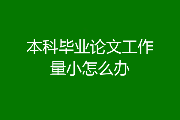 本科毕业论文工作量小怎么办