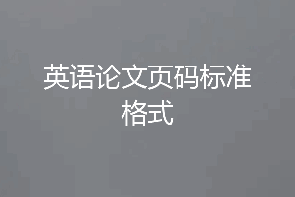 英语论文页码标准格式