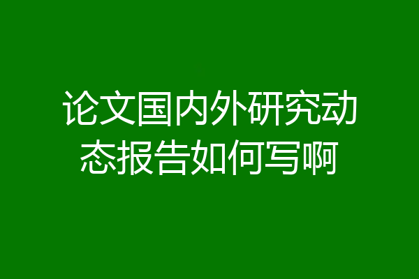 论文国内外研究动态报告如何写啊