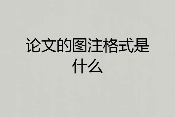 论文的图注格式是什么