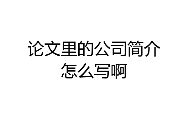 论文里的公司简介怎么写啊