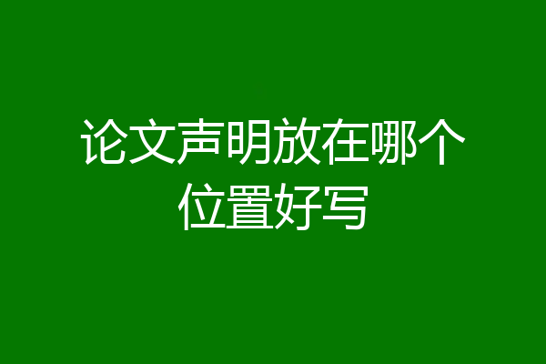 论文声明放在哪个位置好写