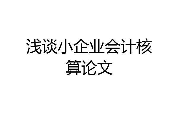 浅谈小企业会计核算论文