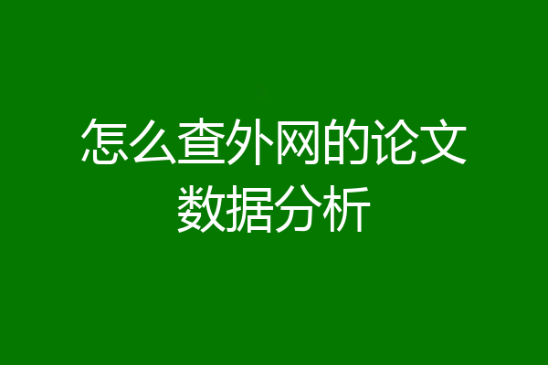 怎么查外网的论文数据分析