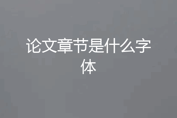 论文章节是什么字体