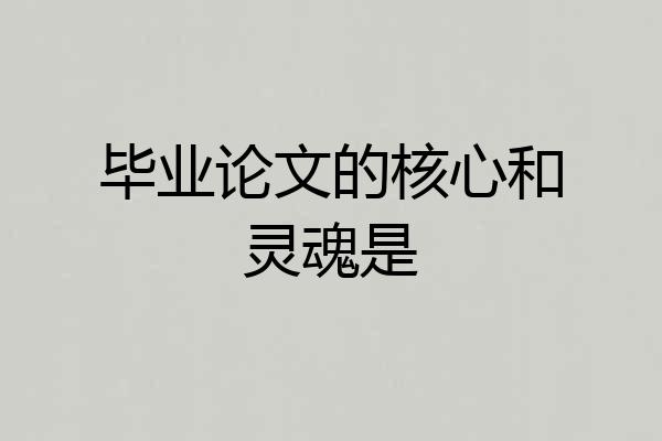毕业论文的核心和灵魂是