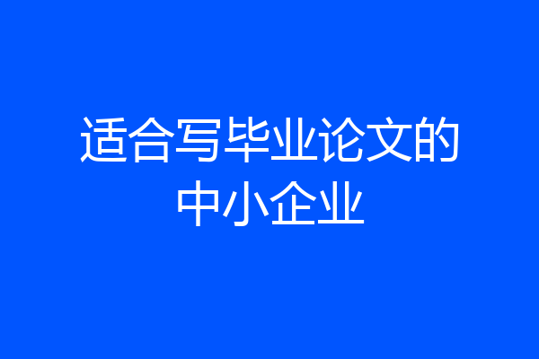 适合写毕业论文的中小企业