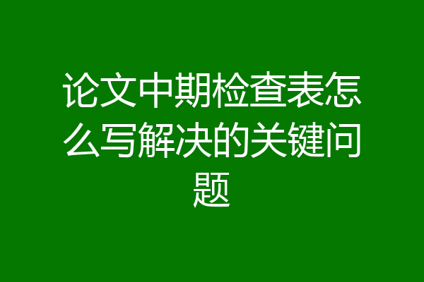 论文中期检查表怎么写解决的关键问题