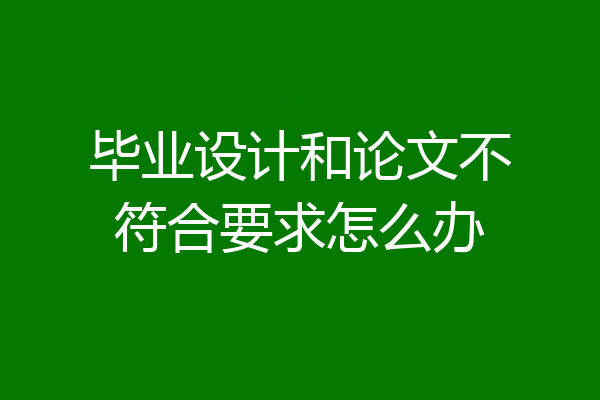 毕业设计和论文不符合要求怎么办