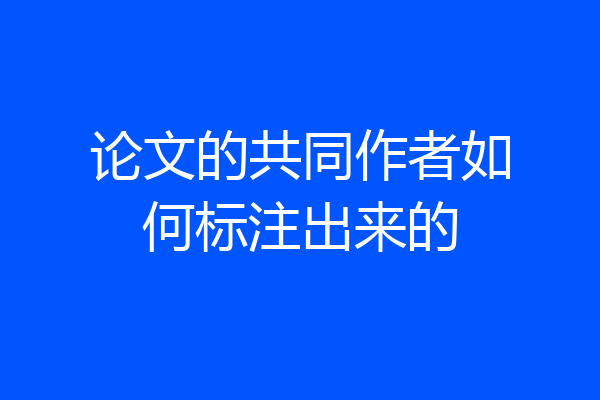 论文的共同作者如何标注出来的