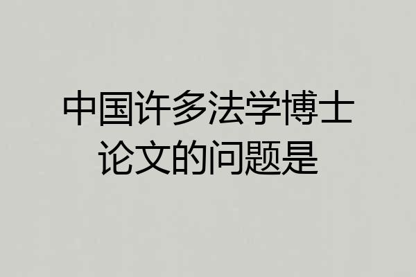 中国许多法学博士论文的问题是