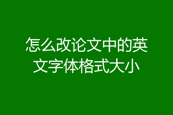 怎么改论文中的英文字体格式大小