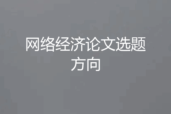 网络经济论文选题方向