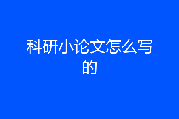 科研小论文怎么写的